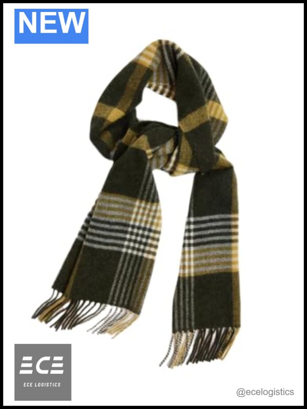 Irish Lambswool Scarf with Fringe 100% Wool Plaid Wrap Winter